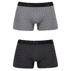 Salvador Dali Набор трусов боксеры с мелким узором из бумерангов, 2 шт., размер L, серый/черный