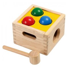 Стучалка PlanToys Молоток с шарами бежевый/желтый