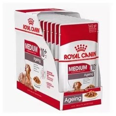 Влажный корм для пожилых собак Royal Canin для здоровья кожи и шерсти, для здоровья костей и суставов 10шт. х 140г (для средних пород)