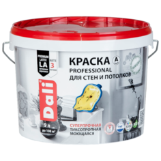 Краска акриловая DALI Professional для стен и потолков моющаяся матовая 9 л 3 (C/BC/D)