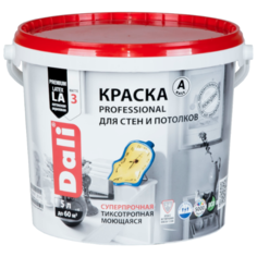 Краска акриловая DALI Professional для стен и потолков моющаяся матовая 5 л 3 (C/BC/D)