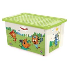 Контейнер Little Angel Три Кота Игры Забава 57 л (LA1627-НК) белый/зеленый