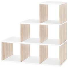 Стеллаж Мэрдэс Бартоло СЛД 6 полок, материал: ЛДСП, ШxГxВ: 130х35х112 см, карамель/белый жемчуг Merdes