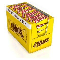 Батончик Nuts с цельным фундуком, 50 г, коробка (30 шт.)