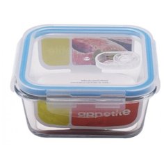 Appetite Контейнер квадратный с клапаном 0,69л голубой