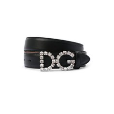 Кожаный ремень с фигурной пряжкой и отделкой кристаллами Dolce & Gabbana