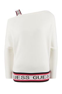 Белый джемпер на одно плечо Guess