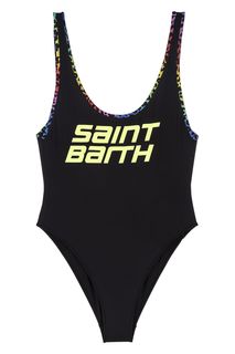 Черный купальный костюм с ярким принтом MC2 Saint Barth