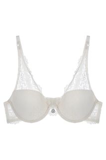 Кружевной бюстгальтер молочного цвета с эффектом пуш-ап Emporio Armani