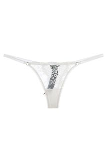 Кружевные трусы-стринги молочного цвета Emporio Armani