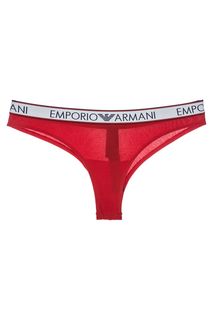 Красные хлопковые трусы-бразилиана Emporio Armani