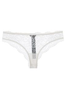 Кружевные трусы-бразилиана молочного цвета Emporio Armani
