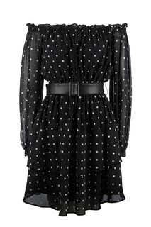 Платье в горошек с открытыми плечами Guess