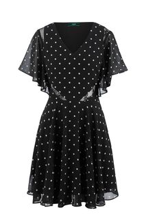 Платье в горошек с кружевными вставками Guess