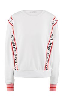 Свитшот белого цвета с нашивками Guess