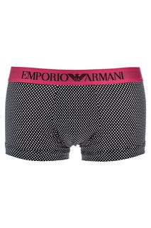 Черные хлопковые трусы-боксеры в горошек Emporio Armani