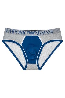Сине-серые трусы-брифы из хлопка Emporio Armani
