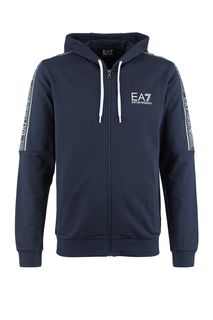 Синяя хлопковая толстовка на молнии EA7