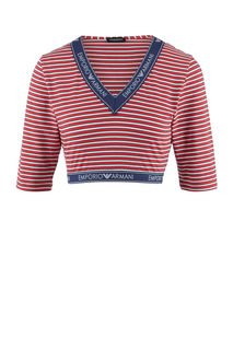Укороченная домашняя футболка в полоску Emporio Armani