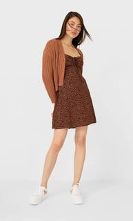 Stradivarius Платье С Корсетной Шнуровкой Женская Коллекция Цвет Светлой Верблюжьей Шерсти S