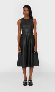 Stradivarius Платье Миди Из Искусственной Кожи Женская Коллекция Черный L