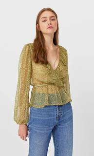 Stradivarius Блуза С Принтом Женская Коллекция Multicolor S
