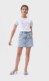 Stradivarius Футболка «Знаки Зодиака» С Декоративными Деталями Женская Коллекция Белый S