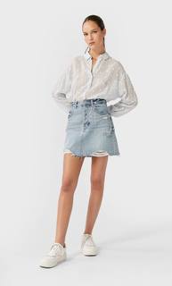 Stradivarius Рубашка В Рельефный Горошек Женская Коллекция Небесно-Голубой S