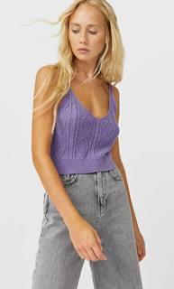 Stradivarius Трикотажный Топ С Узором «Косы» Женская Коллекция Multicolor Xs
