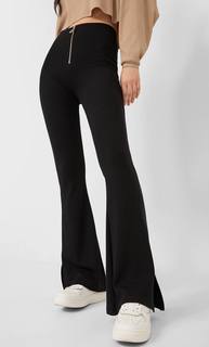 Stradivarius Расклешенные Эластичные Брюки Женская Коллекция Черный L