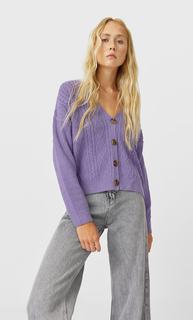 Stradivarius Кардиган С Плетеным Узором Женская Коллекция Multicolor Xs