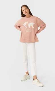 Stradivarius Толстовка С Надписью Женская Коллекция Приглушенно-Розовый S