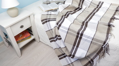 Плед Arloni хлопковый в клетку"Эдинбург" бежевый 140x200 27059