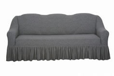 Чехол на трехместный диван с оборкой Venera "Жаккард", цвет серый