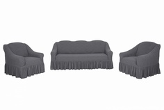 Комплект чехлов на диван и кресла "Жаккард" Venera, серый, 3 предмета