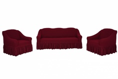 Комплект чехлов на диван и кресла "Жаккард" Venera, бордовый, 3 предмета
