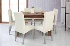 Чехлы на стулья без оборки Venera "Comb chair cover", цвет белый, комплект 6 шт
