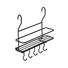 Полка на рейлинг малая с крючками, черный матовый, MX-402 BL Lemax