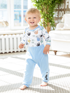 Штанишки с манжетами "Мамин ленивец" Веселый малыш 33320/мал/C_голубой_68