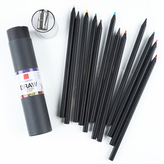 Набор карандашей, 12 шт, цветные, в тубе с точилкой, Draw Kuchenland