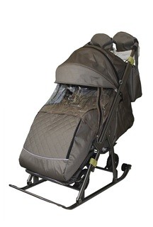 Санки-коляска SNOW GALAXY Kids-3-2-Т Бронза крупный ромб на больших колесах+сумка+варежки