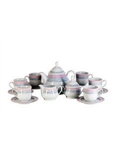 Чайный сервиз "Яна" 17 6; декор "Серый мрамор с розовым кантом" Thun 1794 A.S.