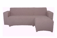 Чехол на угловой диван с оттоманкой CONCORDIA, выступ слева, светло-сиреневый