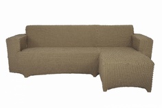 Чехол на угловой диван с оттоманкой CONCORDIA, выступ слева, бежевый