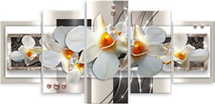 Картина модульная на холсте Модулка Орхидеи в серебре 90х44 см