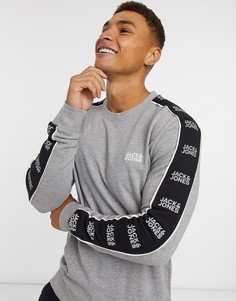 Серый свитшот с фирменными полосами по бокам Jack & Jones Core