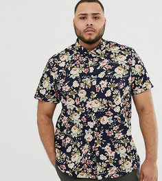 Темно-синяя зауженная рубашка с цветочным принтом ASOS DESIGN Plus-Темно-синий