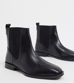 Черные ботинки челси для широкой стопы ASOS DESIGN-Черный