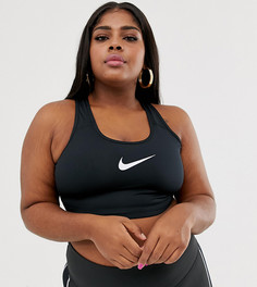 Черный бюстгальтер с логотипом-галочкой Nike Training Plus