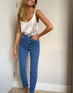 Узкие джинсы в винтажном стиле с завышенной талией ASOS DESIGN-Синий